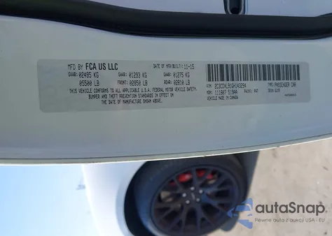 2016 Dodge Charger Srt Hellcat z USA, uszkodzony, nr VIN 2C3CDXL91GH143294